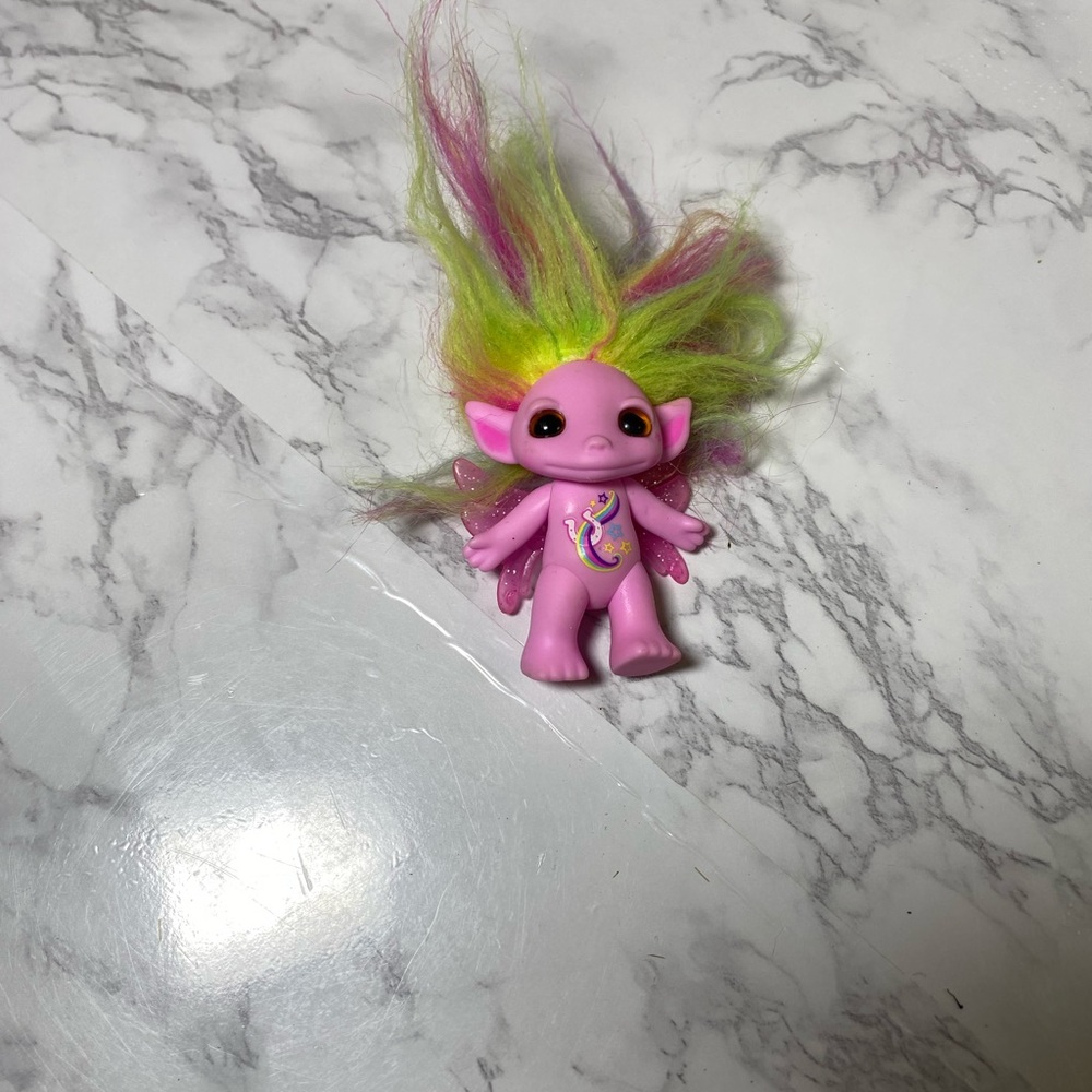 Pink and Green Action Figure with Fluffy Hair